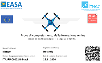 Patentino base open A1/A3 Pilota UAS (Drone)