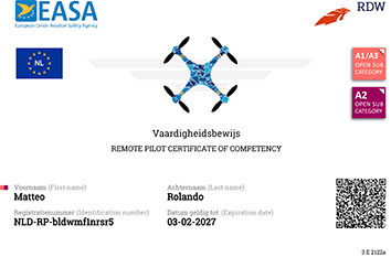 Patentino complementare open A2 Pilota UAS (Drone)